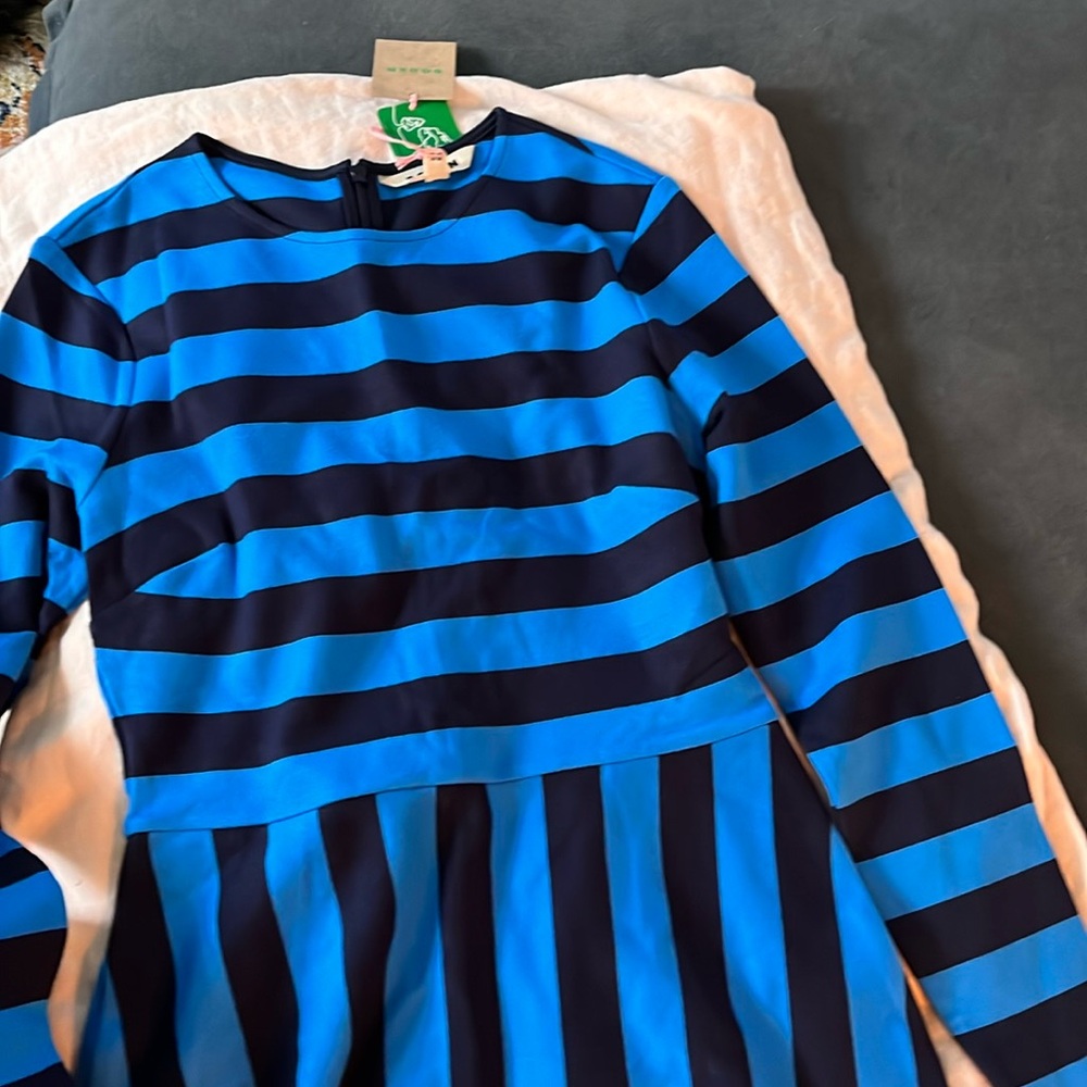 Boden dress NWT USsize 6 blue and navy stripe knee length skirt.